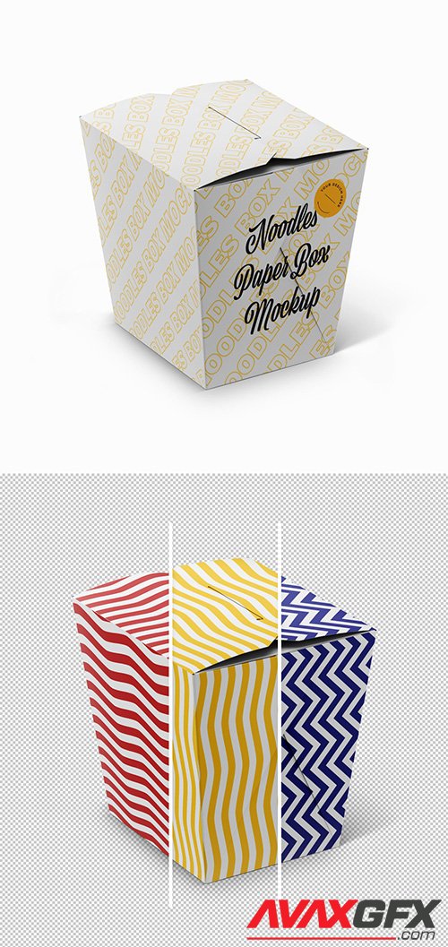 3D Isometric View Noodles Paper Box Mockup 350987156