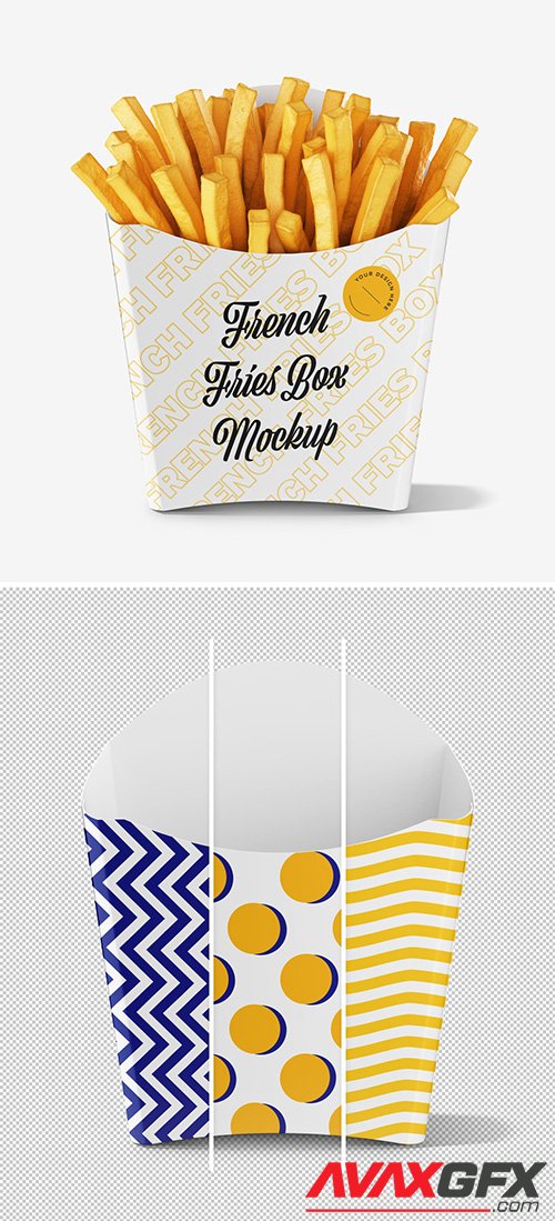 Front View French Fries Paper Box Mockup 350988950