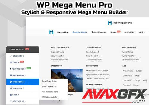 WP Mega Menu Pro v1.3.4 - Stylish & Responsive WordPress Mega Menu Builder - NULLED