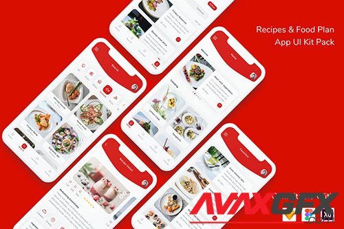Recipes and Food Plan App UI Kit Pack