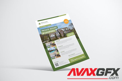 Property Flyer Desain with Green Color