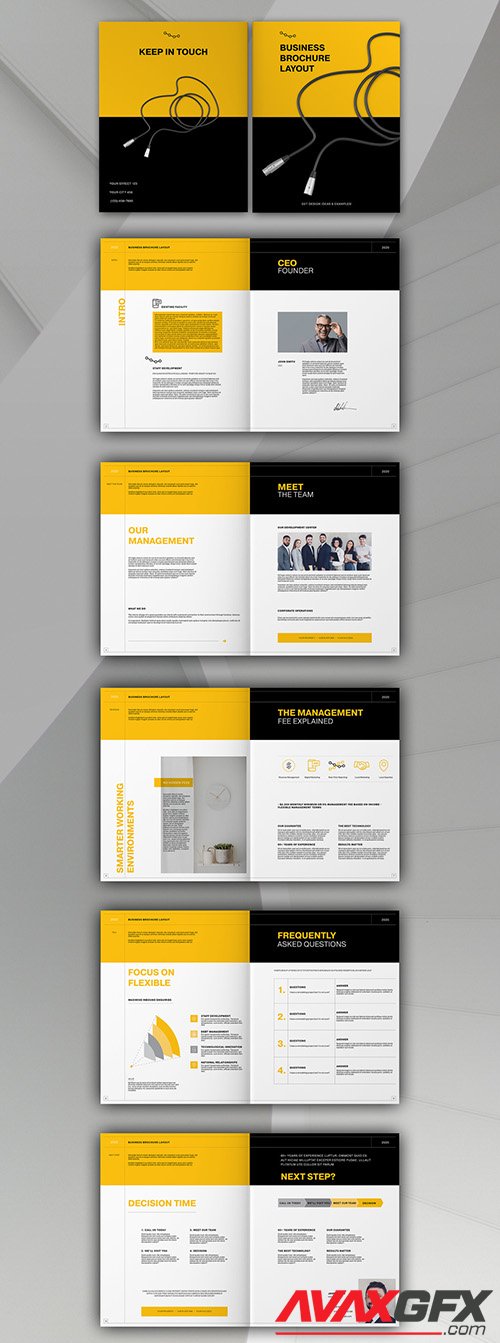 Business Brochure Layout with Yellow Accents 332492149