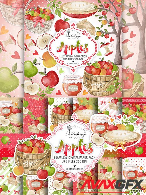 Watercolor Apples Clipart