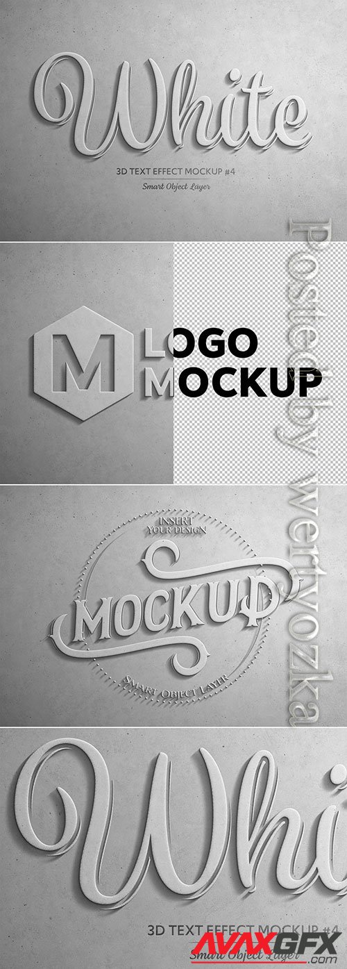 White 3D Text Effect Mockup