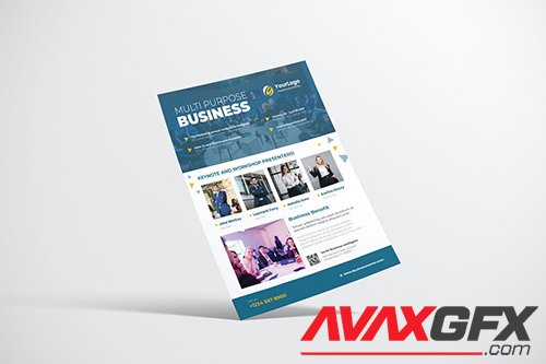 Business Event Flyer Design with Blue Color