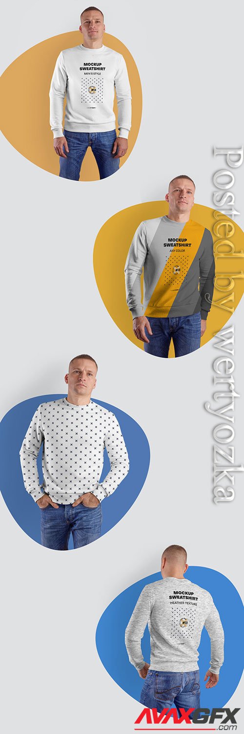 4 Men's Sweatshirts Mockups