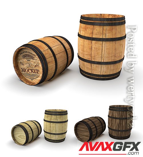 Wooden Barrel Mockup