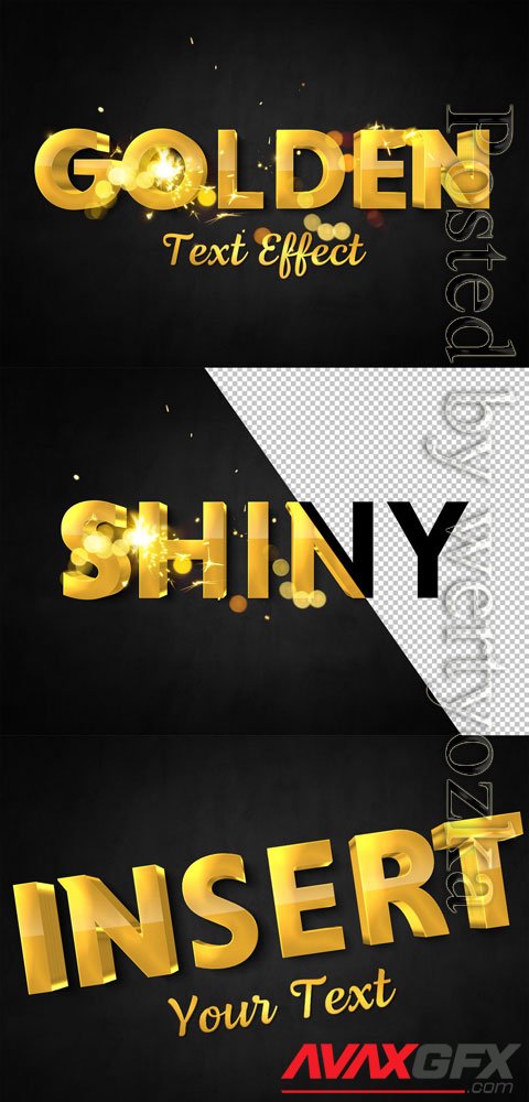 3D Gold Text Effect with Spark Elements