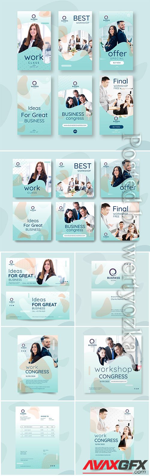 Business flyer, social media post template vector collection