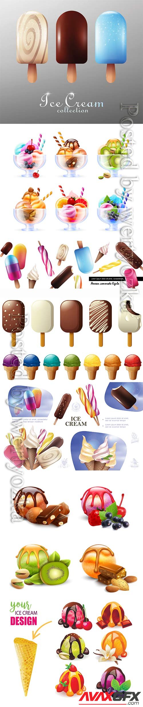 Realistic fresh ice cream vector template design