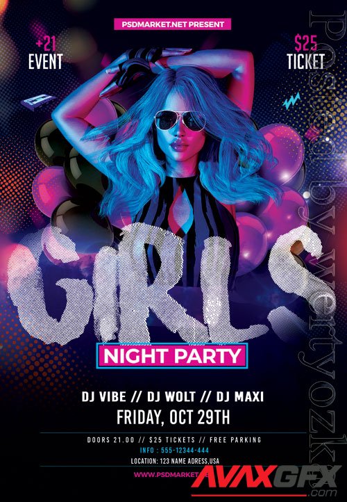 Girls night party - Premium flyer psd template