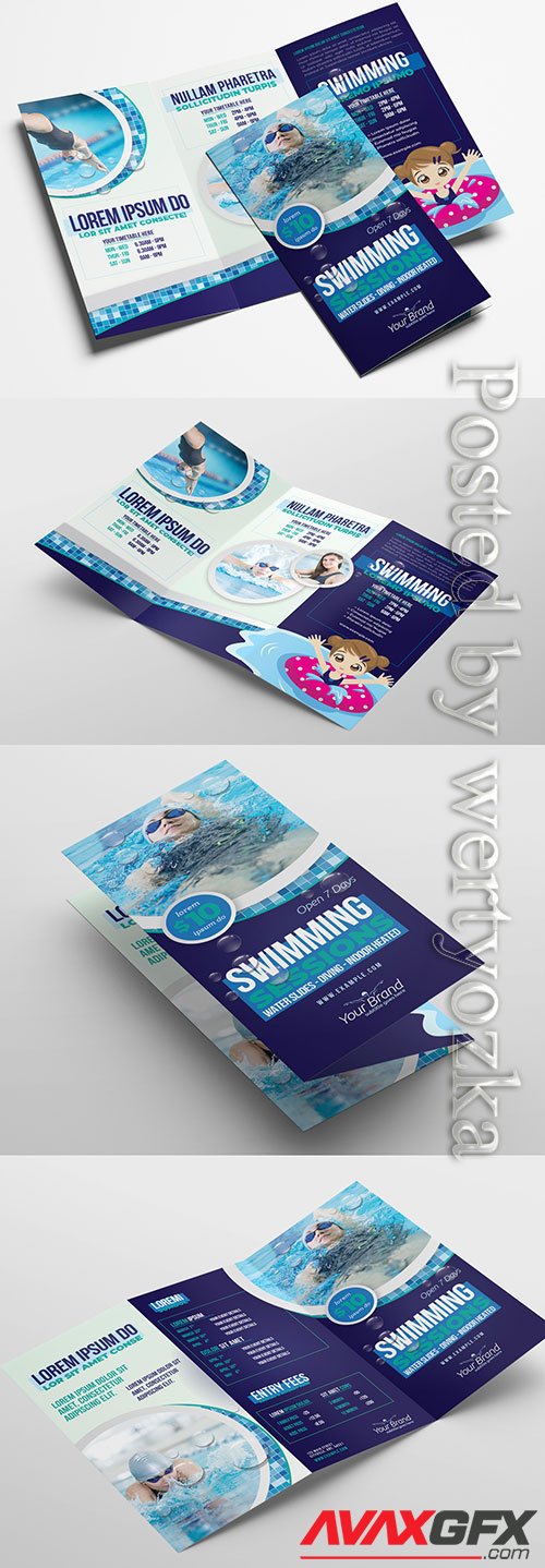 Trifold Brochure Layout for Swimming Lessons