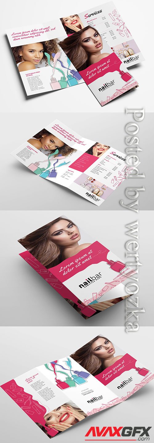 Nail Bar Trifold Brochure Layout