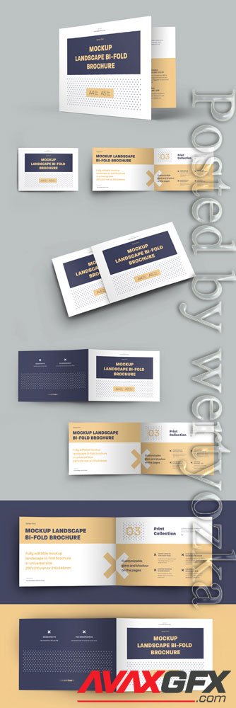 6 Mockup Set Landscape Bi-Fold Brochures 323040727