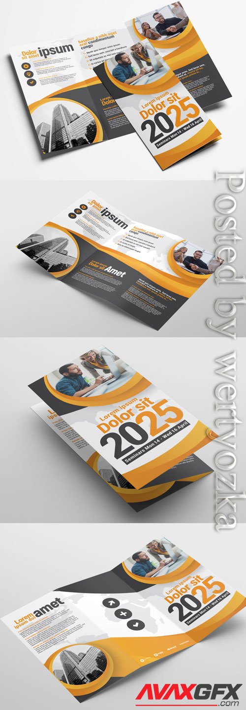Trifold Brochure Layout with Modern Corporate Theme