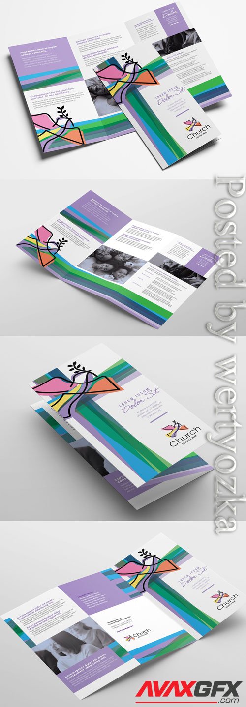 Modern Church Trifold Brochure Layout