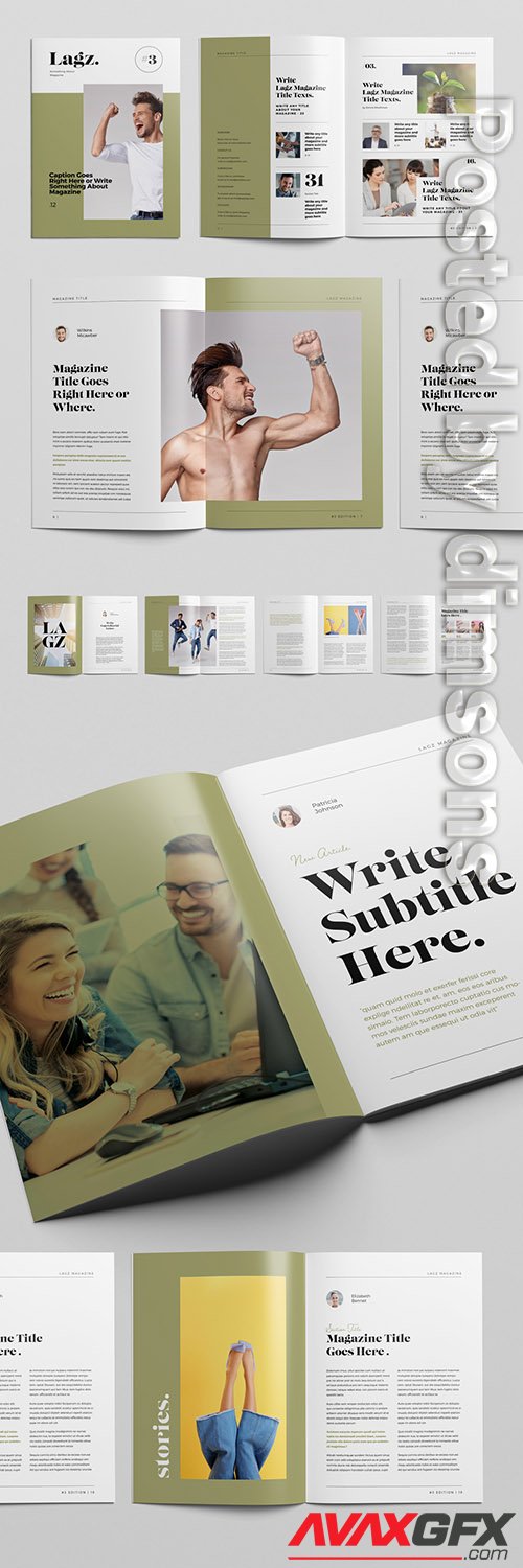 Pale Green and White Magazine Layout 331031842
