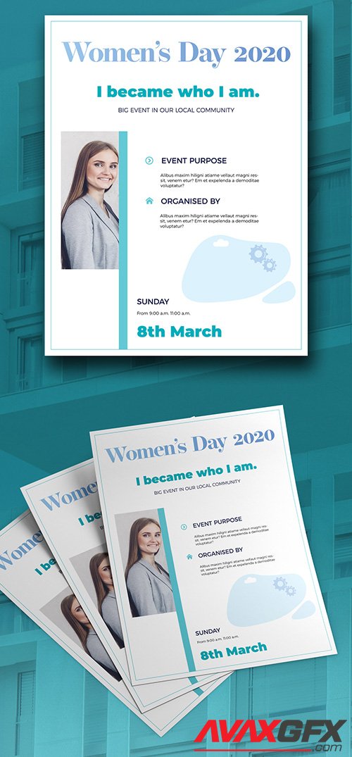 Blue Women's Day Flyer Layout 328155920
