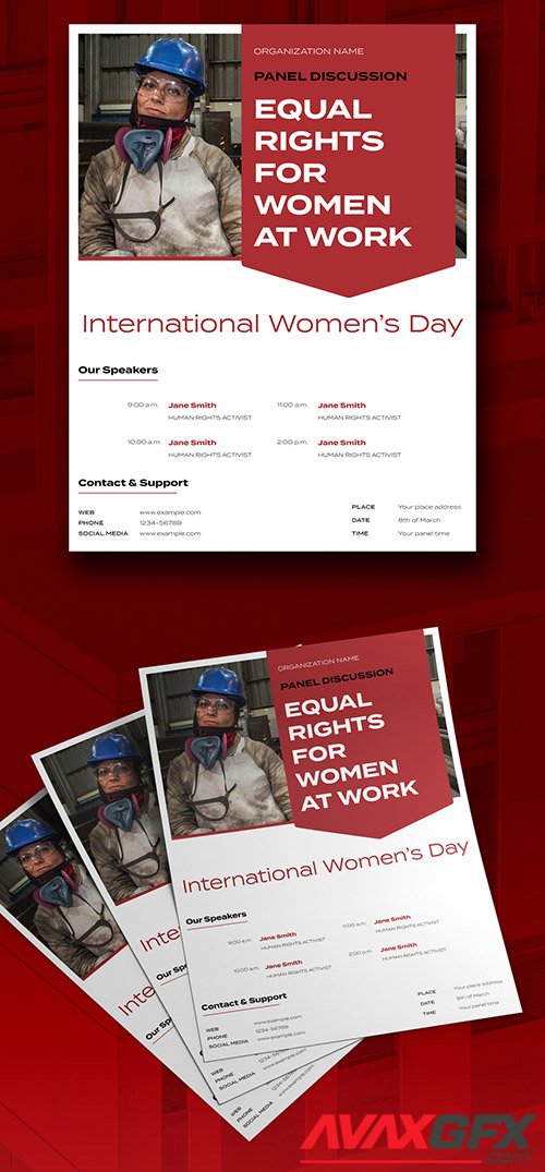 Red Women's Day Flyer Layout 328155856