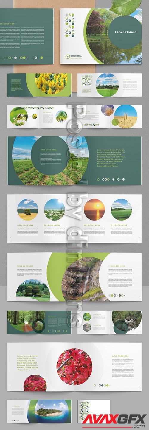 Nature Brochure Layout with Circle Image Masks 322186939