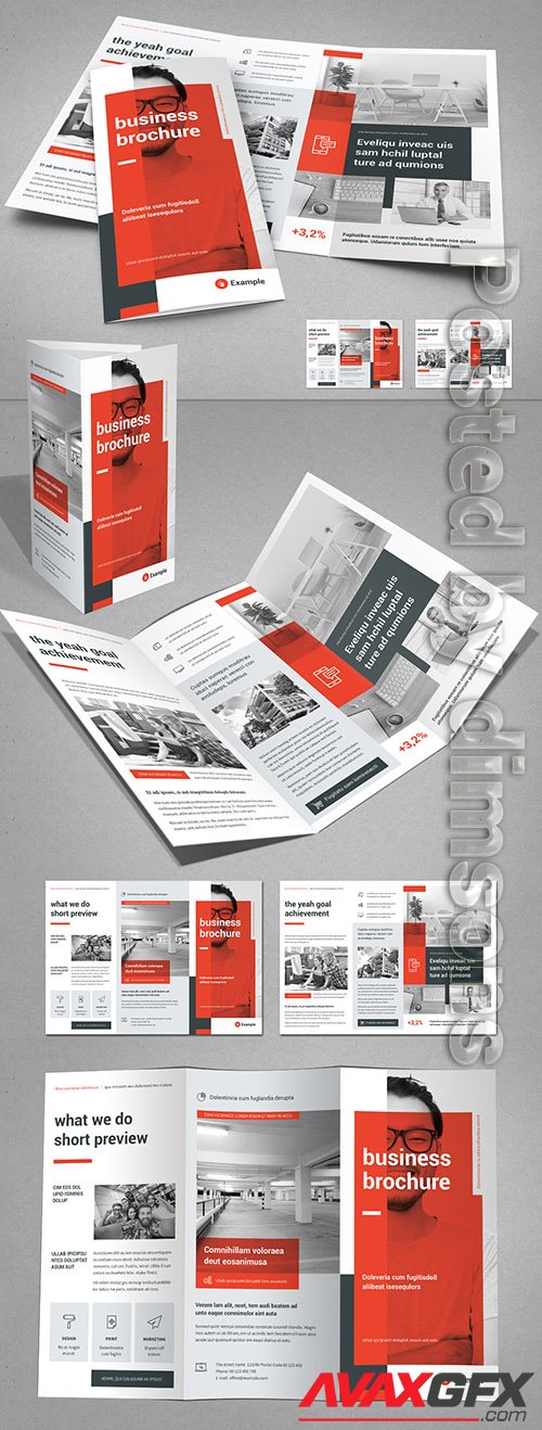 Light Gray and Red Business Tri-Fold Layout 322330518