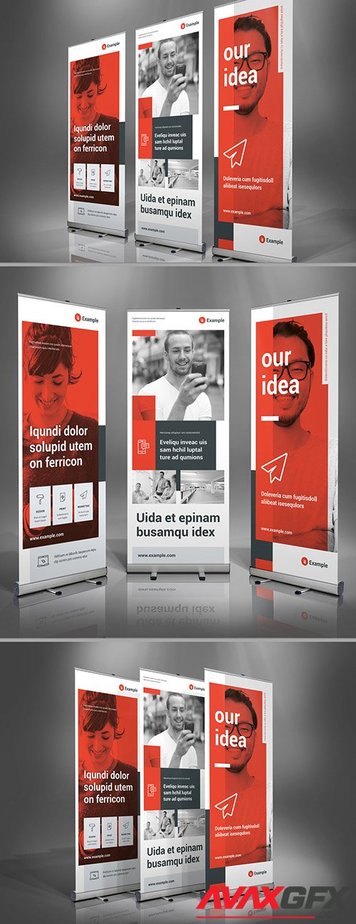 Light Gray and Red Roll-Up Banner Layout 322330510