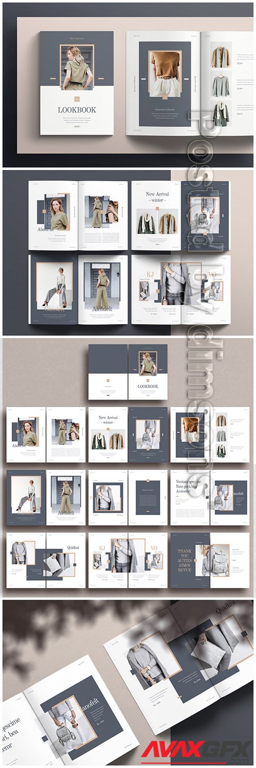 Fashion Lookbook Layout with Gray and Brown Accents 322586573