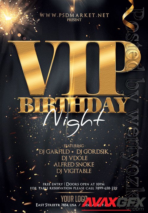 Vip birthday night - Premium flyer psd template