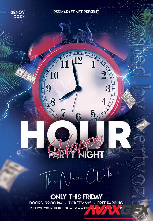 Happy hour party night - Premium flyer psd template