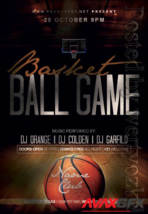 Basketball game - Premium flyer psd template