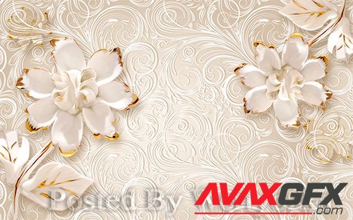 3D models pink solid jewel flower beautiful pattern background wall