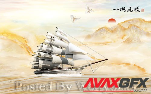 3D models smooth sailing marble background wall