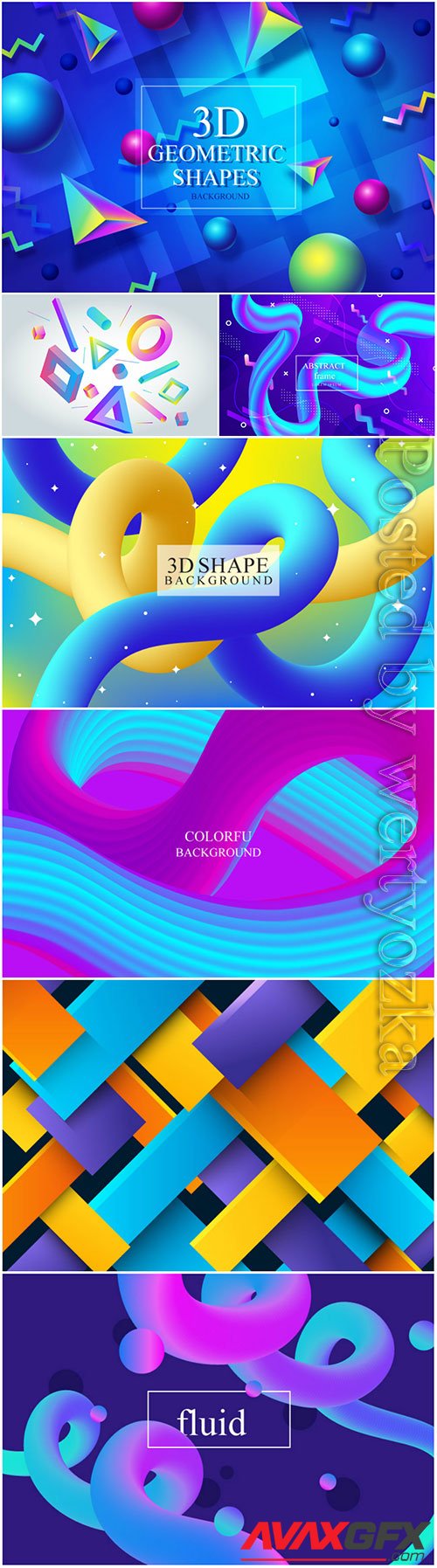Colorful fluid 3d shape vector abstract  background