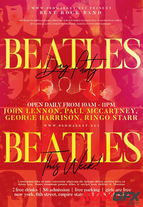 Beatles event party - Premium flyer psd template