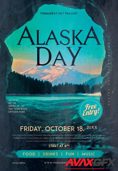 Alaska day - Premium flyer psd template
