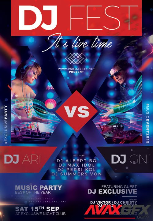 Dj festival usa - Premium flyer psd template