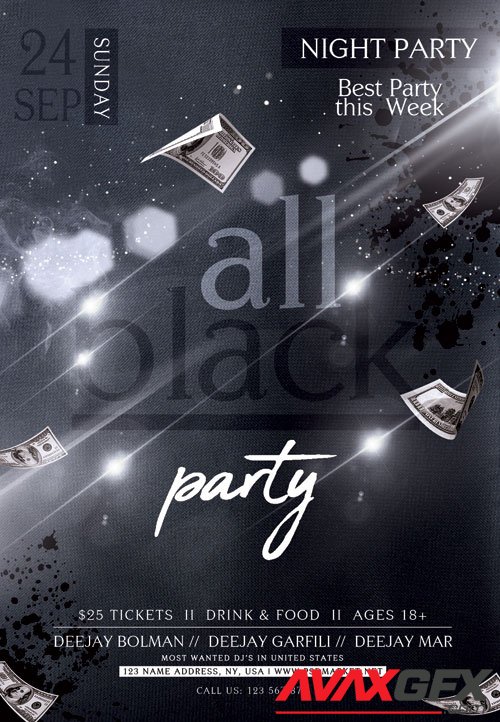 All club black party - Premium flyer psd template