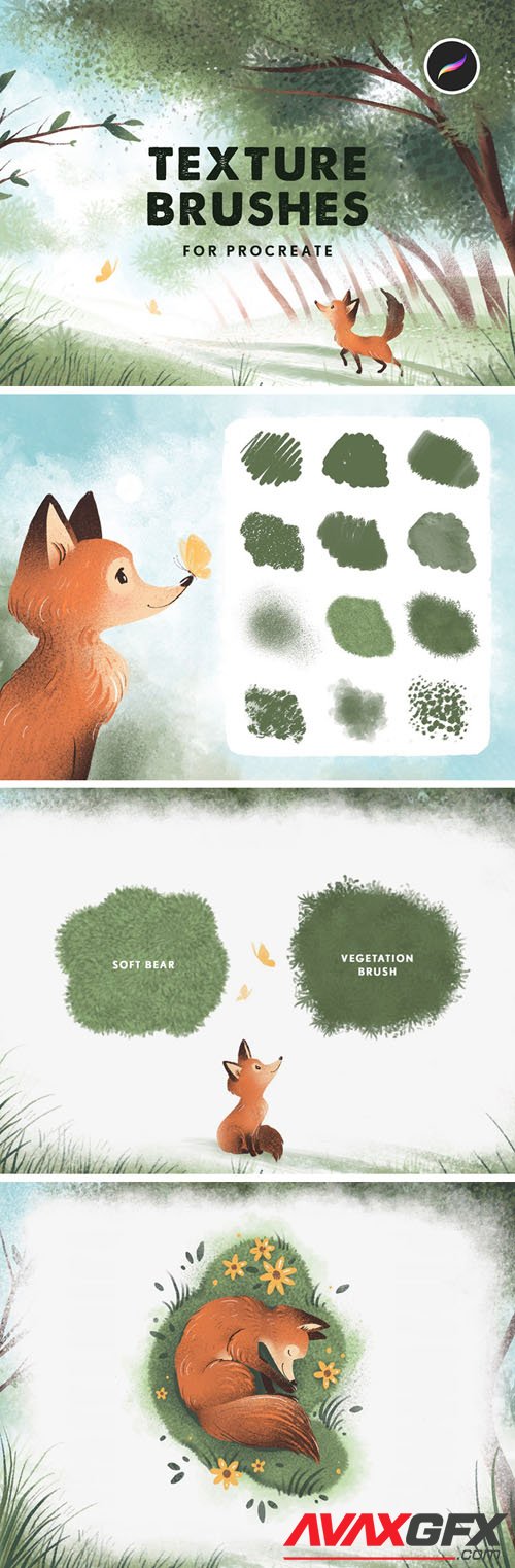 12 Texture Brushes for Procreate