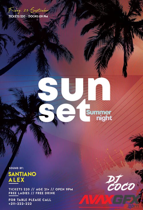 Sunset Summer Night - Premium flyer psd template