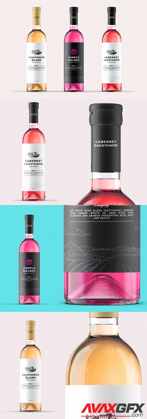 Wine Bottle Mock-Up Template