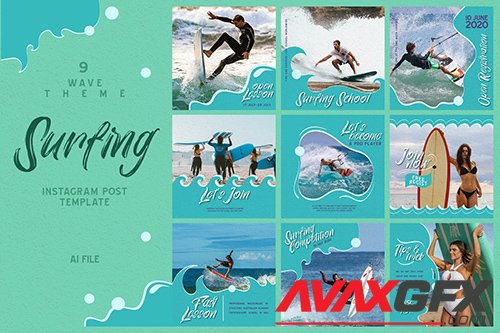 Wave Theme - Surfing Instagram Post