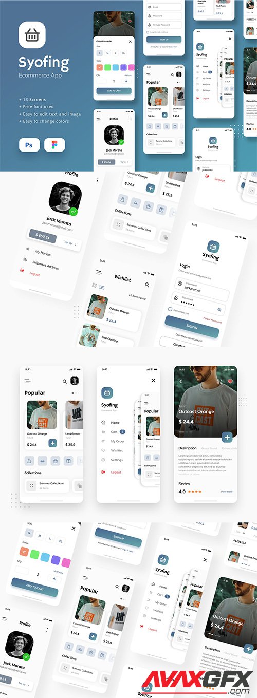 E-Commerce iOS App UI Figma and PSD Template