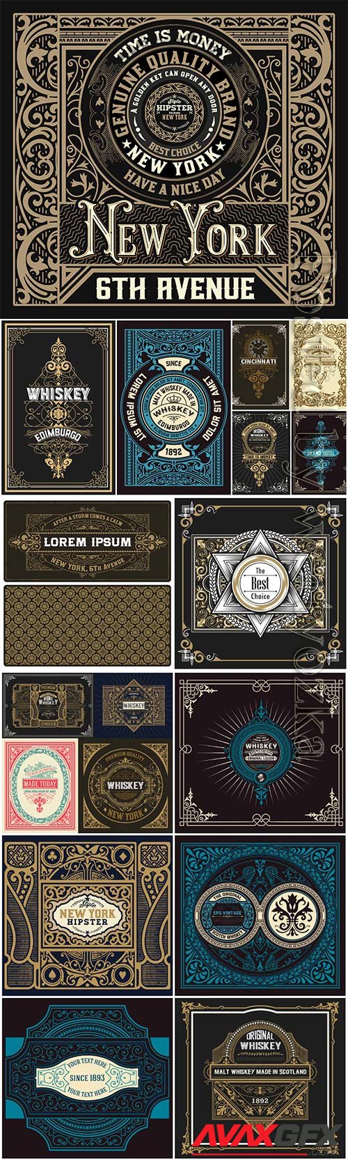 Vintage labels in vector, ornaments and logos