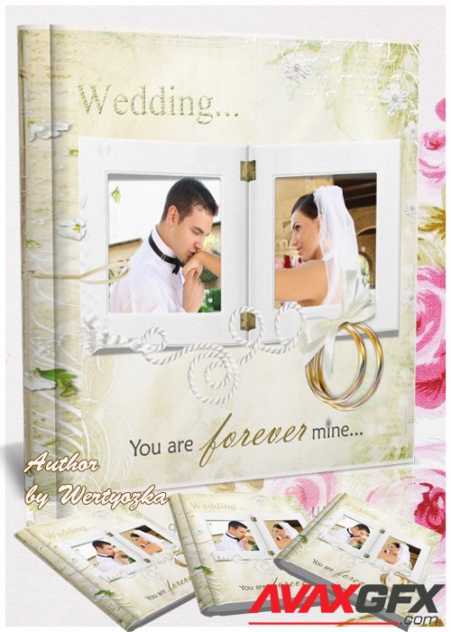 Beautiful wedding photo album with delicate patterns design