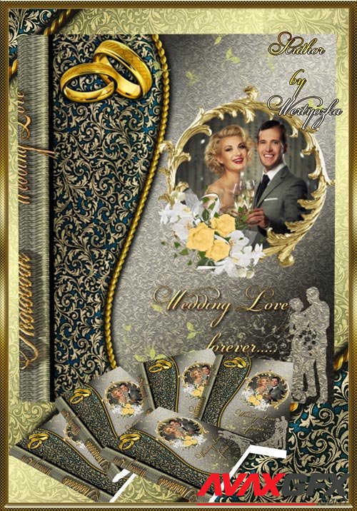 Beautiful photo album with golden design