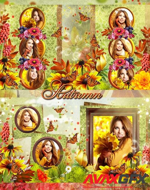 Beautiful photo album in autumn style