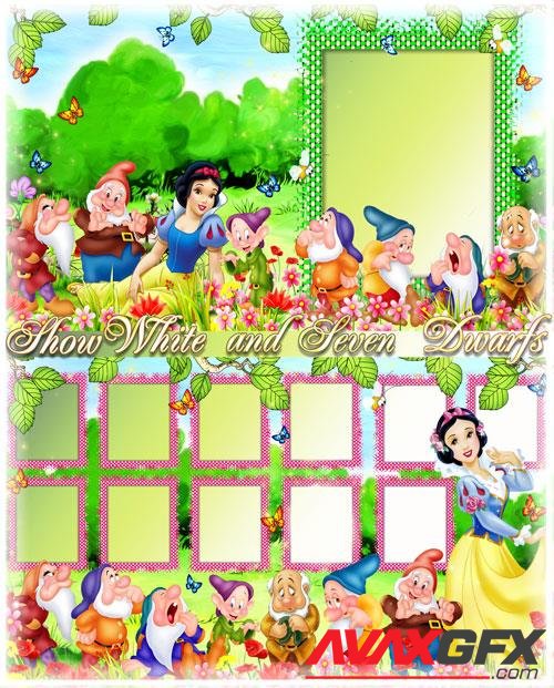 Children's photo album with fairy-tale characters Snow White and the Seven Dwarfs