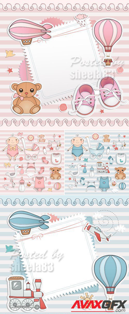 Baby Shower Cards Vector 3