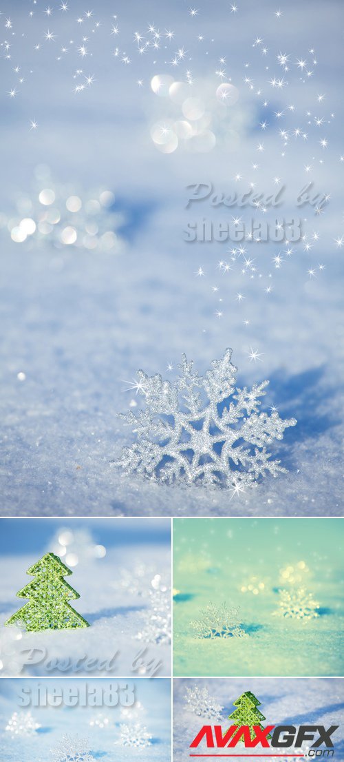 Stock Photo - Winter Backgrounds with Snowflakes
