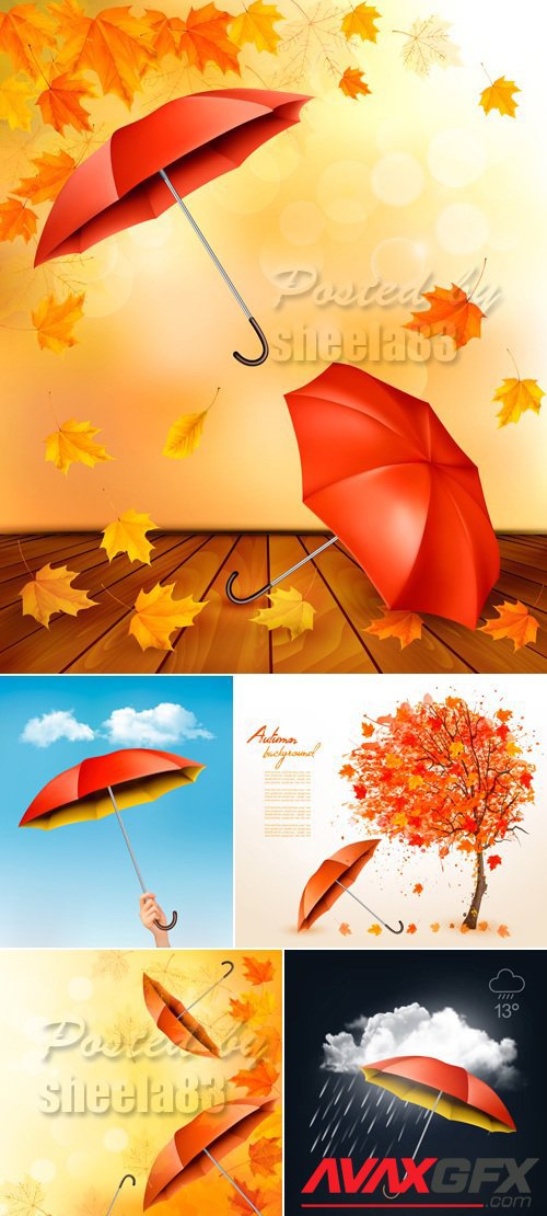 Umbrella Autumn Backgrounds Vector